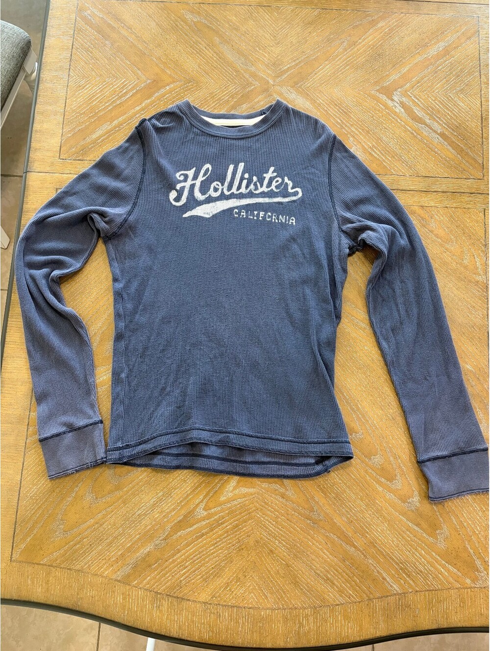 Hollister California Vintage Navy Blue Long Sleeve Thermal Shirt